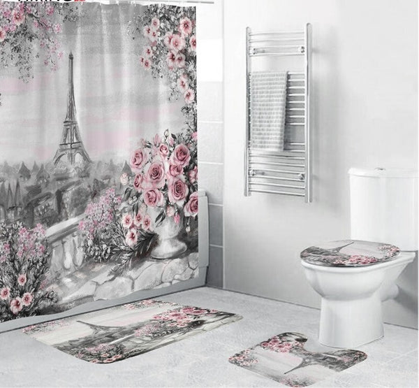 Paris Landscape Printed Shower Curtain Set