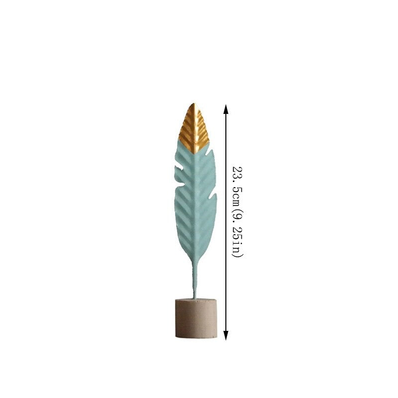 Wooden Gold Feather Decoration