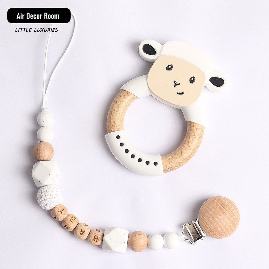 Personalized Elephant Silicone Teether with Pacifier Clip