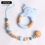 Personalized Elephant Silicone Teether with Pacifier Clip