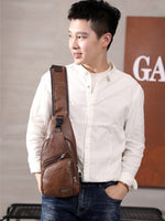 Fashionable Men's Leather Sling Crossbody Bag