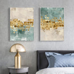 Abstract Golden Coins Wall Art Painting