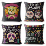 Mexican Halloween Skull Print Cushion Cover