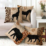 Animal Print Faux Linen Cushion Cover