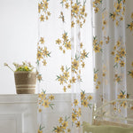 Delicate Yellow Flower Window Tulle Curtain Sheer