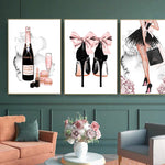 Black and Pink Fashionista Wall Art Canvas
