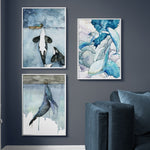 Blue Watercolor Marine Animals Canvas Painting