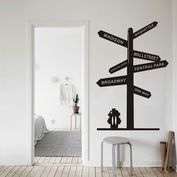 NYC Central Park Broadway Signpost Wall Decal