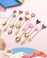 Cartoon Dessert Spoon and Fork