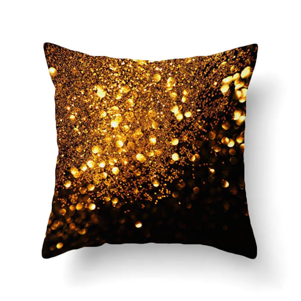 Gold Dotted Plush Cushion Cover