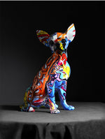 Hand Painted Colorful Chihuahua Dog Figurine