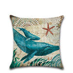Sea Turtle Nautical Mermaid Pattern Cushion Cover