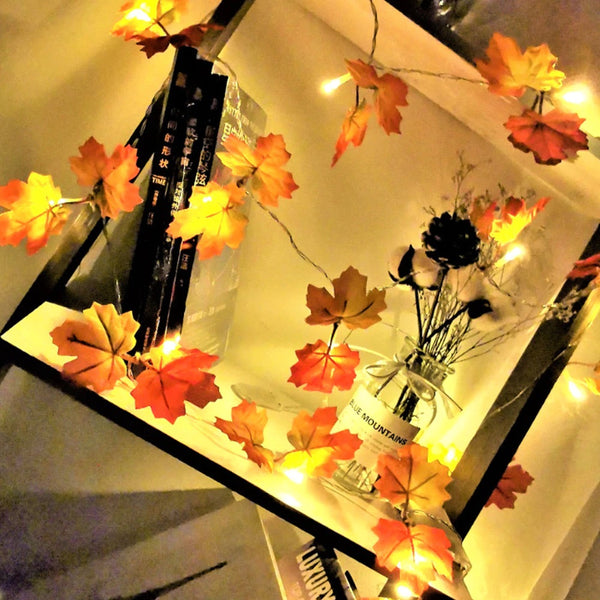 LED Artificial Autumn Leaves String Lights