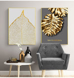 Abstract Golden Flower Leaf Wall Canvas