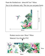 Tropical Leaves Flowers Bird Wall Decals