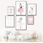 Pink Nursery Baby Room Wall Canvas