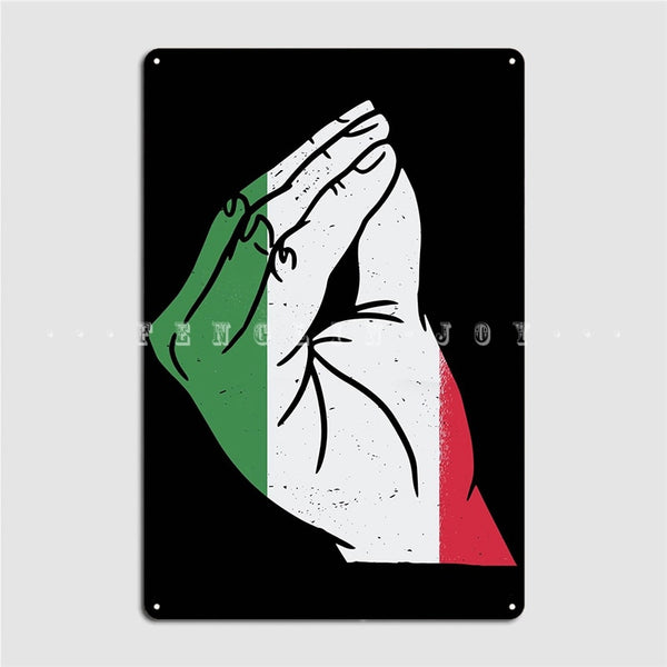 Italy Hand Flag Style Metal Wall Decor