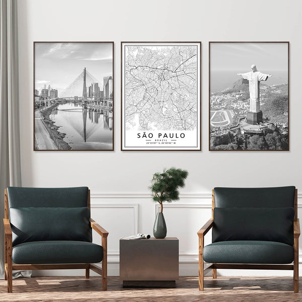 Black and White Brazil Wall Art Canvas