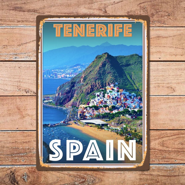 Tenerife Spain Vintage Style Metal Tin Signage