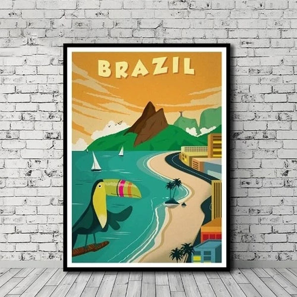 Vintage Brazil Landscape Wall Art Canvas