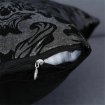 Luxurious Black and Silver Floral Cushion Cover