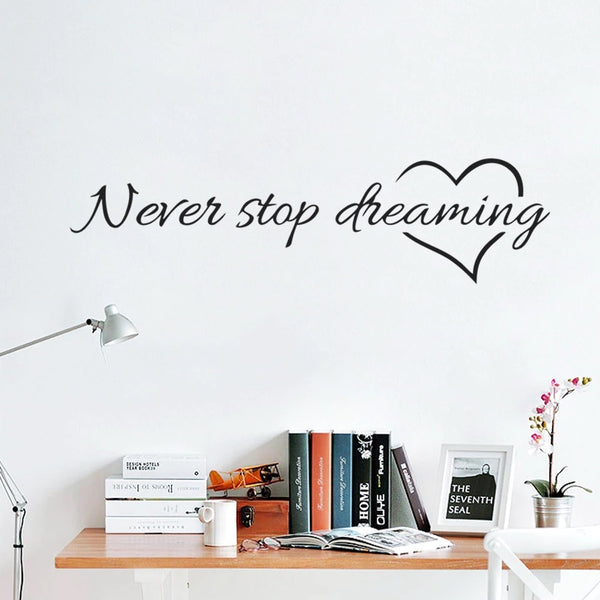 Never Stop Dreaming Lettering Wall Decal