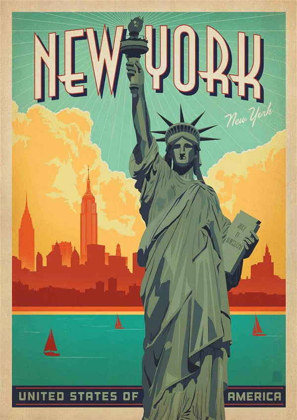 NYC Travel Vintage Landscape Poster