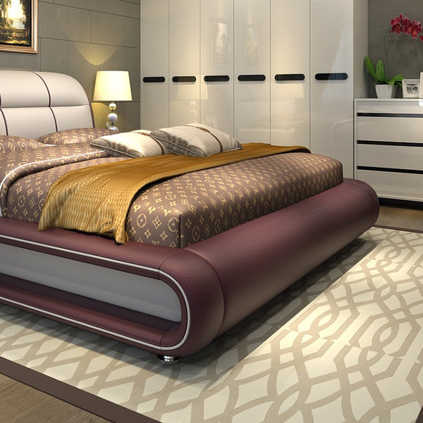 Modern Genuine Leather Bedroom Furniture
