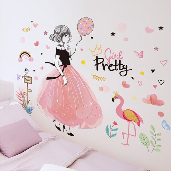 Girl with Pink Wings Wall Decals