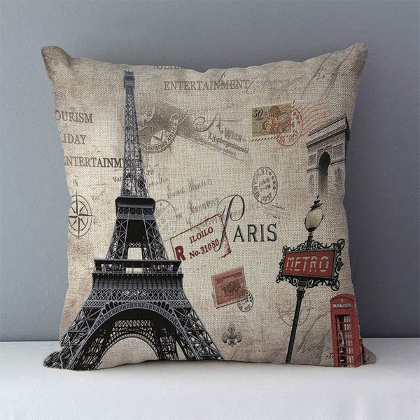 Retro Paris Style Cushion Cover