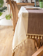 Plaid Decorative Tablecloth with Tassel