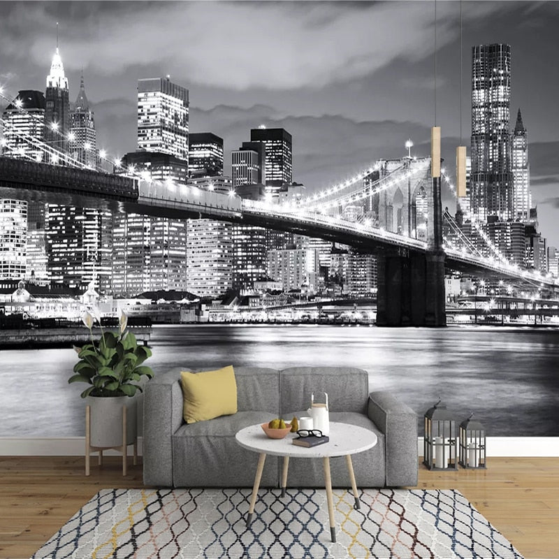 Beautiful Manhattan Night View Mural Wallpaper