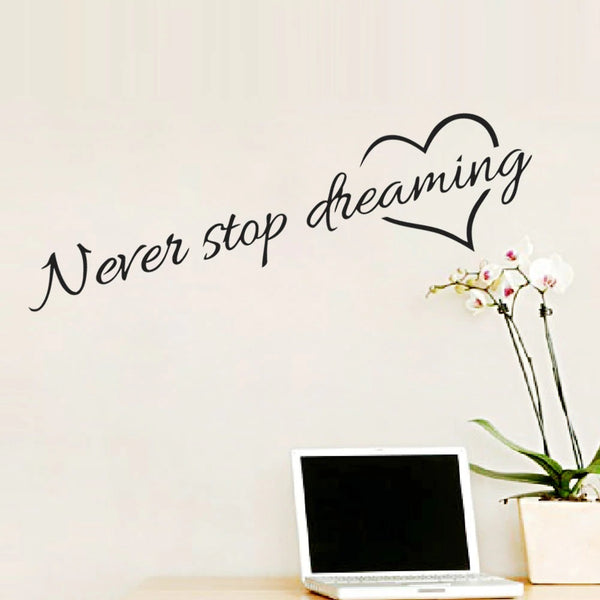 Never Stop Dreaming Lettering Wall Decal