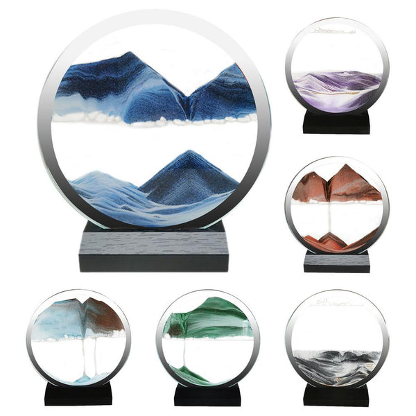 3D Flowing Sand Art Picture Round Glass