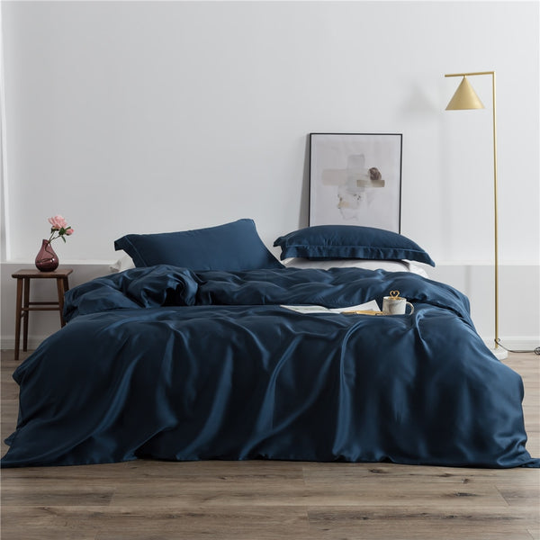 Luxury Blue Silk Bedding Set