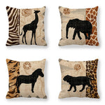 Animal Print Faux Linen Cushion Cover