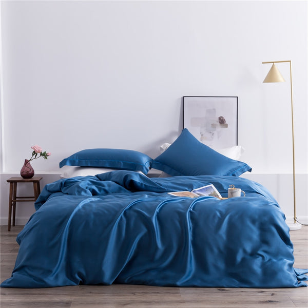 Luxury Blue Silk Bedding Set