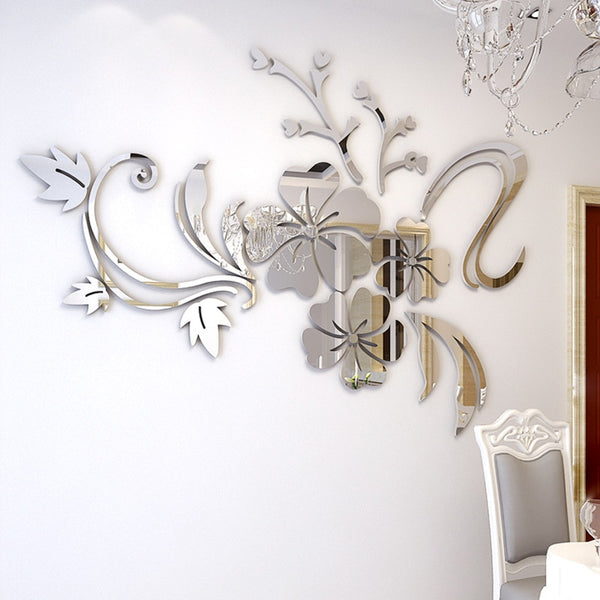 3D Acrylic Mirror Flower Wall Decal