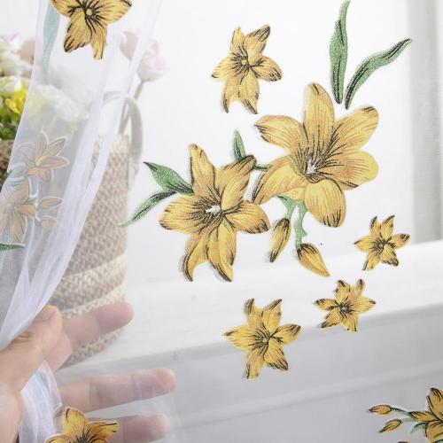 Delicate Yellow Flower Window Tulle Curtain Sheer