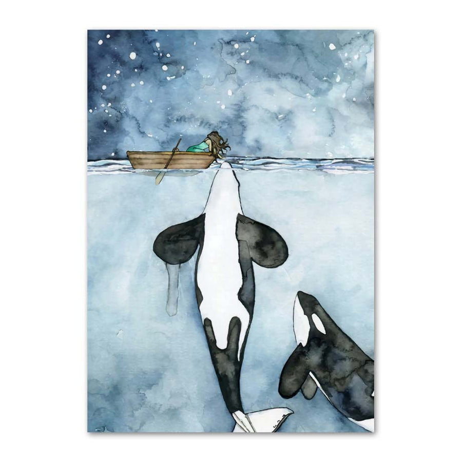 Blue Watercolor Marine Animals Canvas Painting