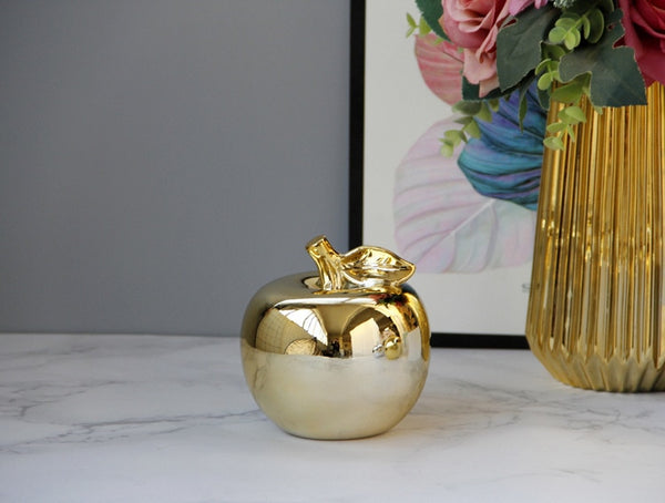 Gold Plated Apple Ceramic Ornament