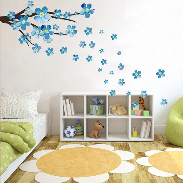 Blue Plum Blossoms Wall Decals