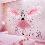 Girl with Pink Wings Wall Decals