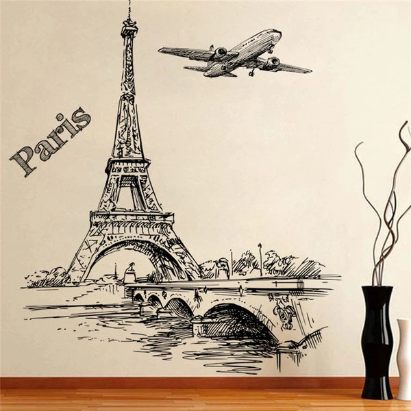 Paris Eiffel Tower Caricature Wall Decals