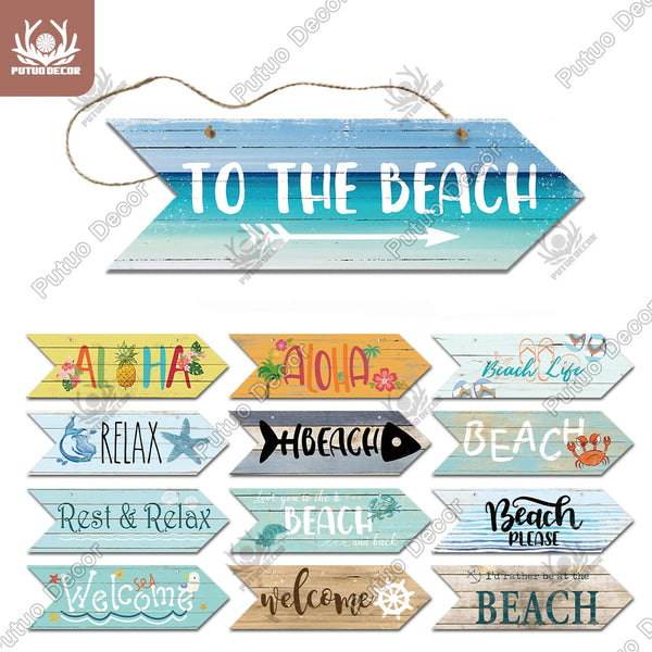 Wooden Beach Arrow Signage or Guide