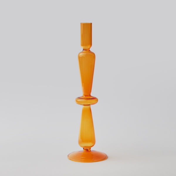 Orange Glass Taper Candle Holder