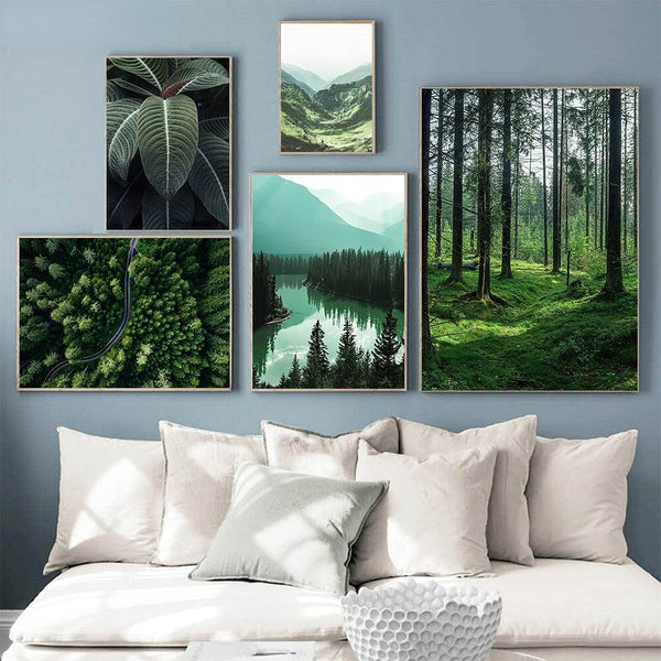 Mountain Lake Forest Wall Art Canvas