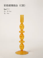 Orange Glass Taper Candle Holder