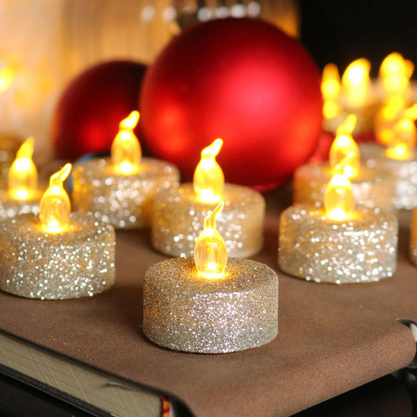 Glittered Flameless Candles