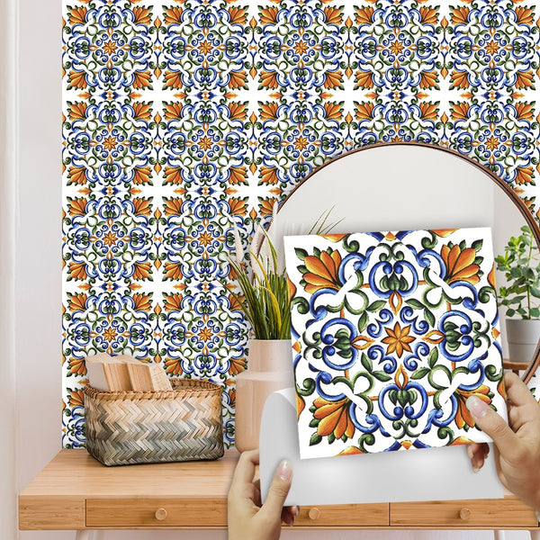 Spanish Style Watercolor Floral Wall Stickers